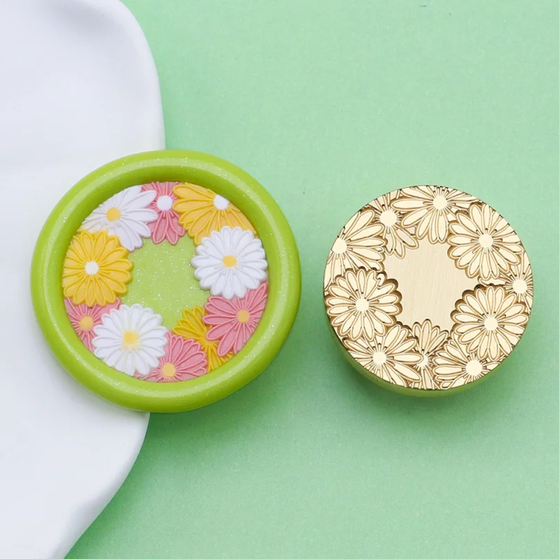 Nuovo prodotto Serie di piante verdi intagliate multistrato 25MMDaisy Fiore di peonia Farfalla Fiore d'amore Sigillo di cera Testa di timbro Testa di rame