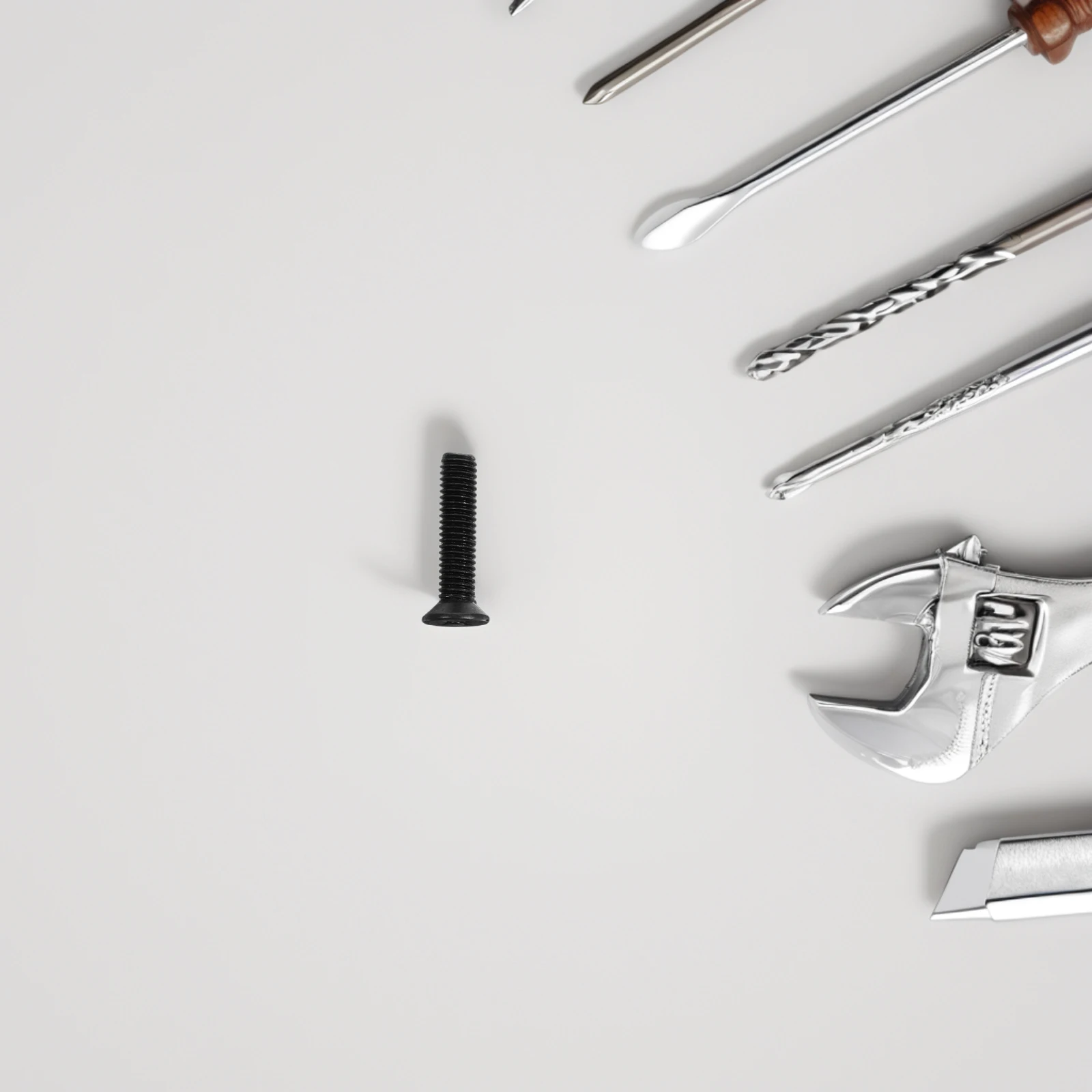 

50Pcs Threaded Screw Steel Fixing Screw Left Hand Thread for Electric Drill Chuck Shank Adapter Flat Head Bolt Drill Tool