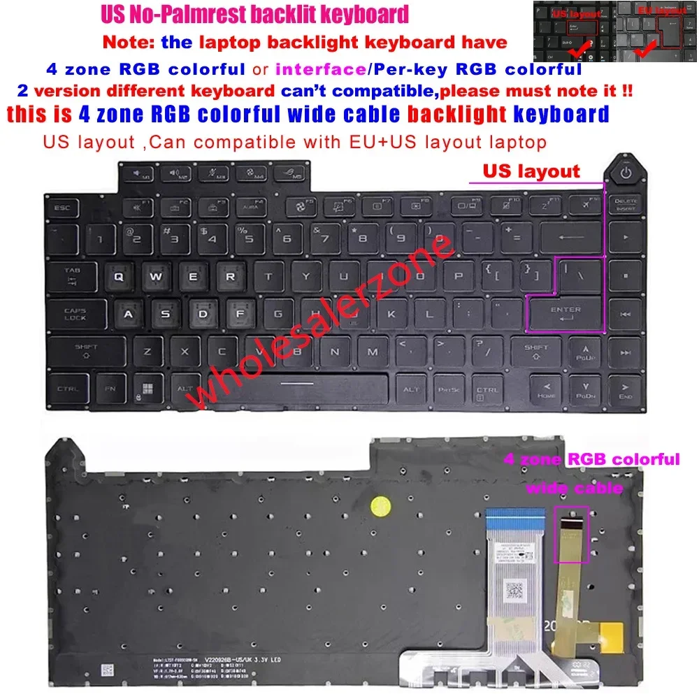New For Asus ROG Strix G614 G634 G614JY G614JV G634JZ laptop US Backlit Keyboard