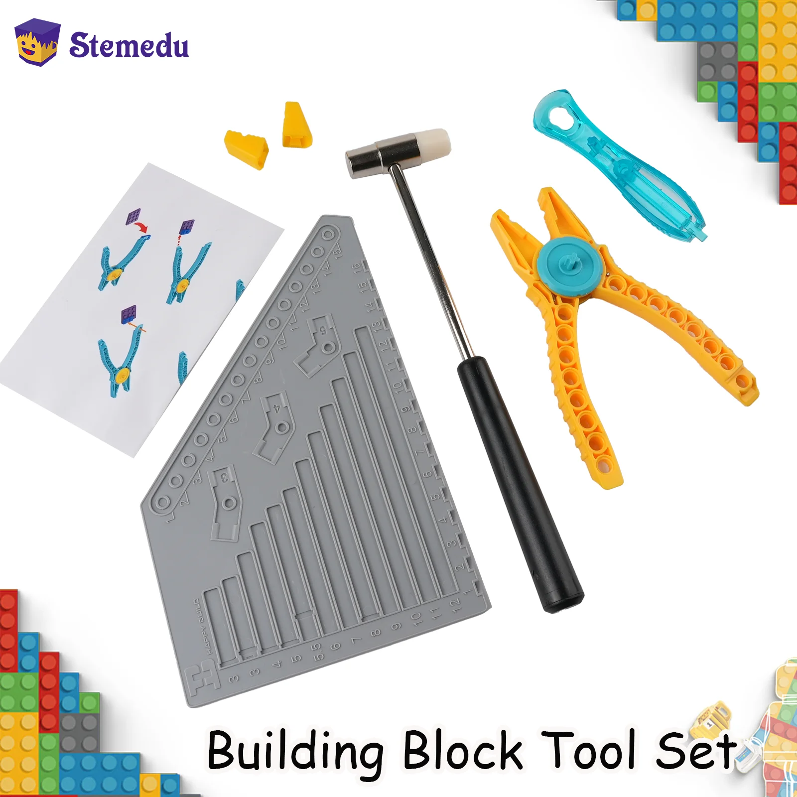 Building Block Tool Kit Brick Separator Measuring Plate Ruler Plier Hammer Tweezer Lifting Device Removal Part Compatible Legoed