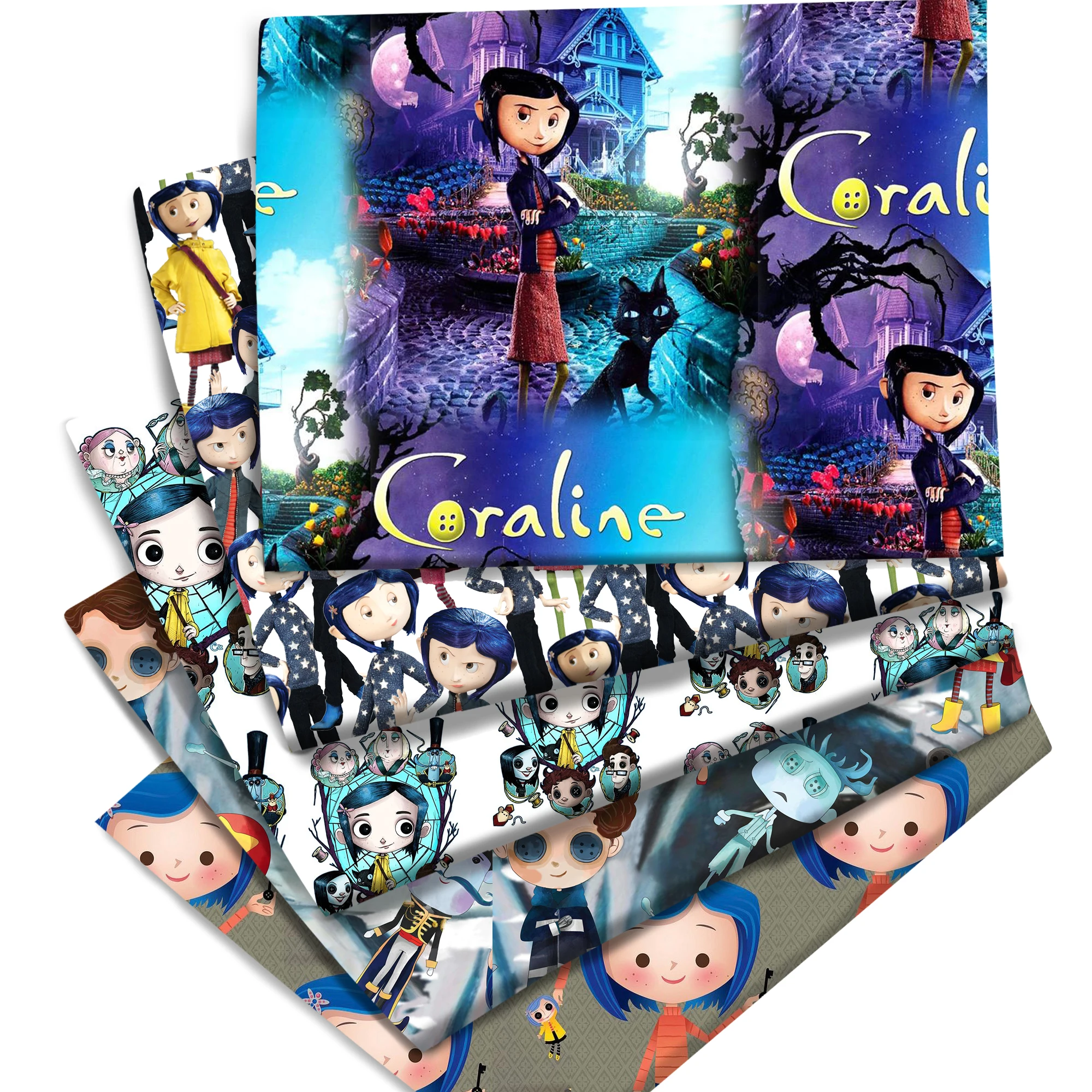 Sale Disney Cartoon Coraline Movie Film Cotton Fabric Cloth Sewing Quilting for Patchwork Needlework DIY Material Accessories