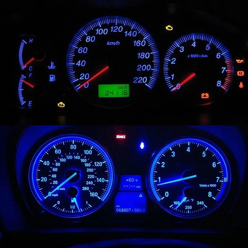 10Pcs/Set Car Light T10 4SMD 1210 LED Wedge Dashboard Gauge Cluster Light Bulb Blue LED Light Car Reading Light image 3