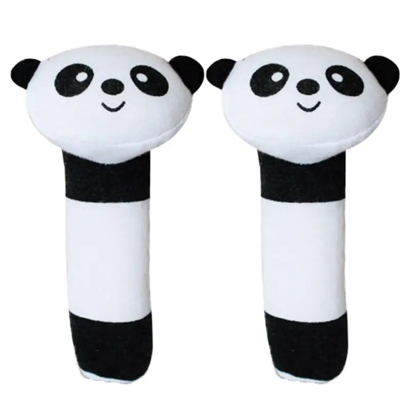 

Plush Hand Rattles Handbell Develop Motor Skills Panda 2PCS Soft Cartoon Hand Rattle Handbell To Develop Motor Skills Squeaker