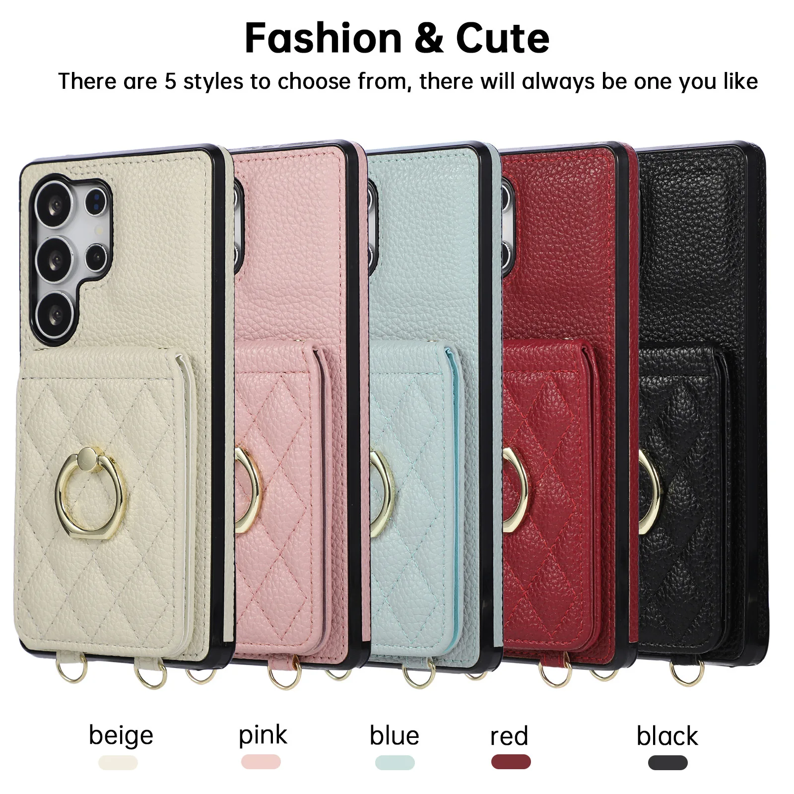 Up and down slanted cross-body small shangfeng ring suitable for Samsung S26 ultra mobile artificial leather case with card slot