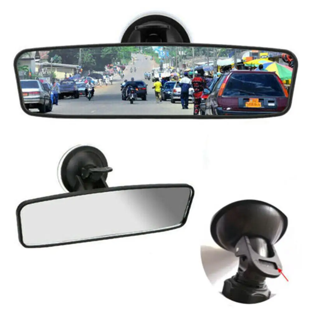 Wide-angle Rearview Mirror With 360° Rotates Adjustable Suction Cup Interior Rear View Mirrors Universal Car Rear Mirror