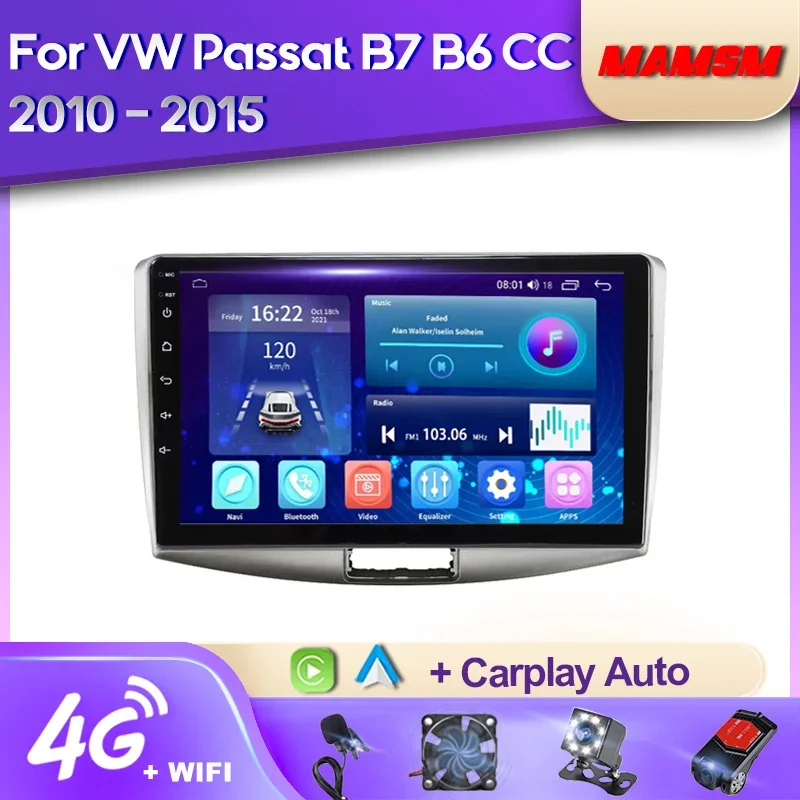 MAMSM Android 12 Car Radio For Volkswagen VW Passat B7 B6 CC 2010 -2015 Multimedia Video Player Navigation GPS Carplay Autoradio