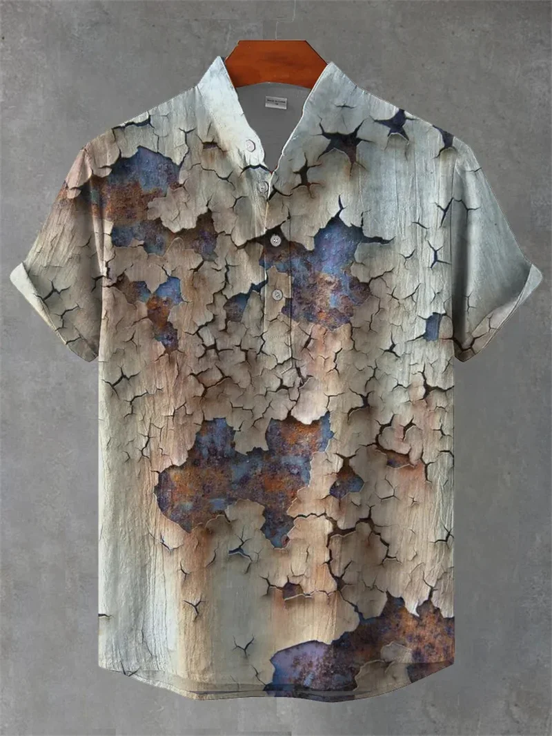 2025 Hawaii Beach Holiday Flower Pattern Summer Casual Men's Top Short Sleeve Shirt New Style