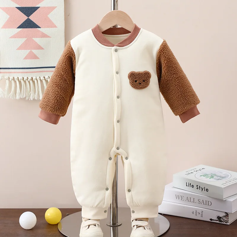 

Jenny&Dave Baby clothes with thickened cotton clip for warmth in autumn and winter 2023. Baby's one-piece cotton jacket for wear