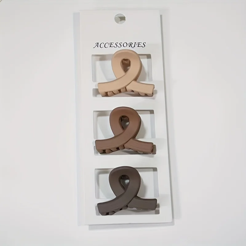 3 Stück/Beutel Einfarbige Hohle Haarklammern Stylische Haaraccessoires Geeignet für Frauen – Detail 5