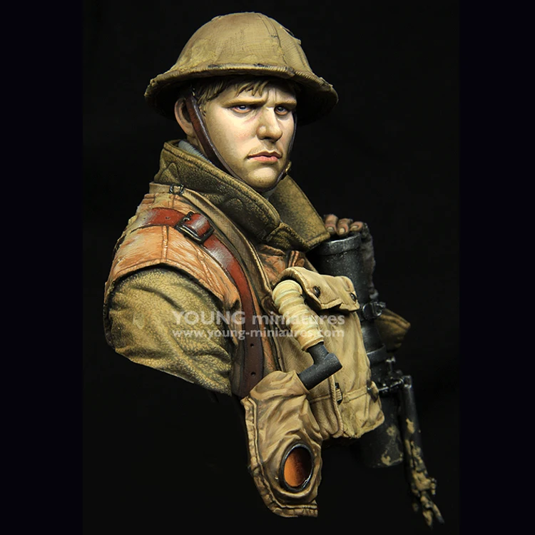 1/10 British LEWIS Gunner WWI, Resin Model Bust GK, military theme, Unassembled and unpainted kit