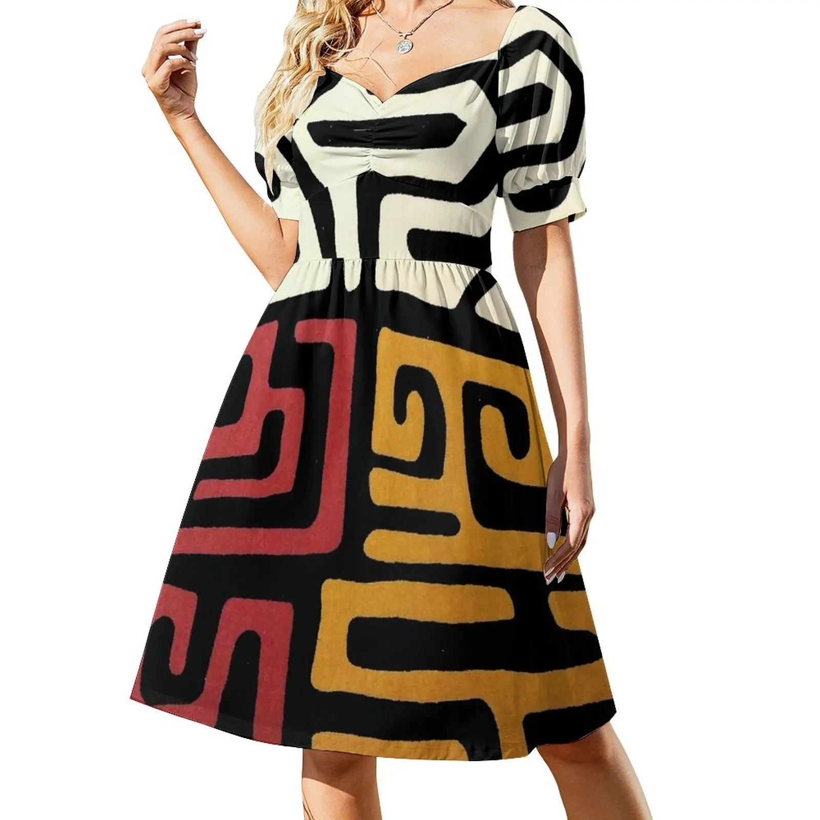 

African Mudcloth Short Sleeved Dress dresses for womens Women's summer skirt Dress