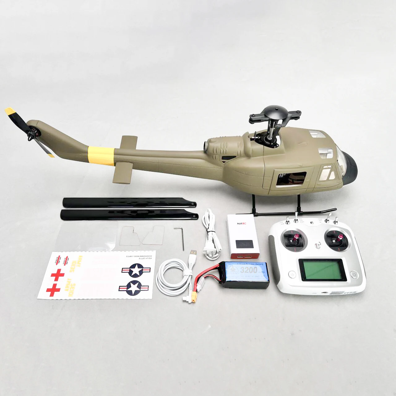 Roban 450 Size UH-1D Army RTF RC Helicopter X1 INTELLIGENT CONTROL SYSTEM
