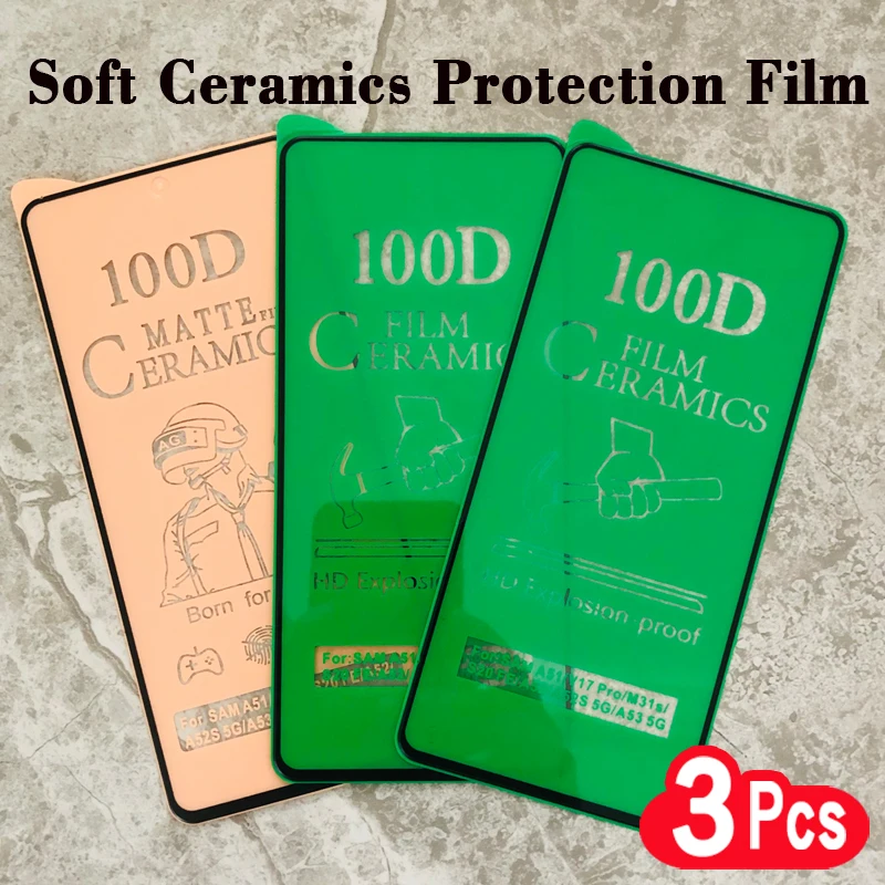 

3Pcs Soft Matte Ceramic Protective Film For Samsung S23 M13 M23 M53 A03S A03 Core A13 A23 A33 A53 5G A73 Screen Protector Glass