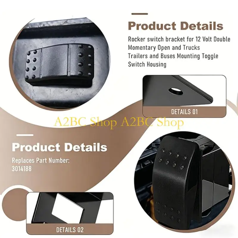 A2BC Metal Rocker Switches Mounting Bracket 3014188 For Trucks Simple Setup And Steel Construction 1-7/16X13/16