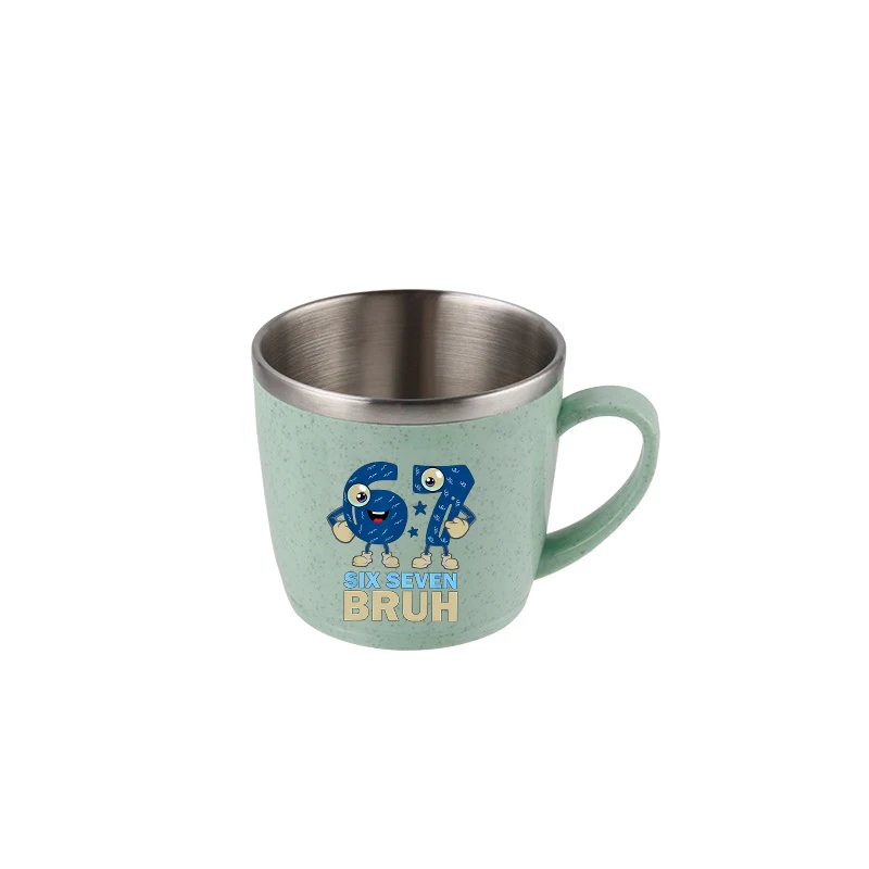 67SIX SEVEN Steal A BrainRot Edelstahl Wasserflasche Becher Hand Milchbecher Büro Trinkgeschirr Zahnbürstenbecher Home Wasserbecher Geschenk