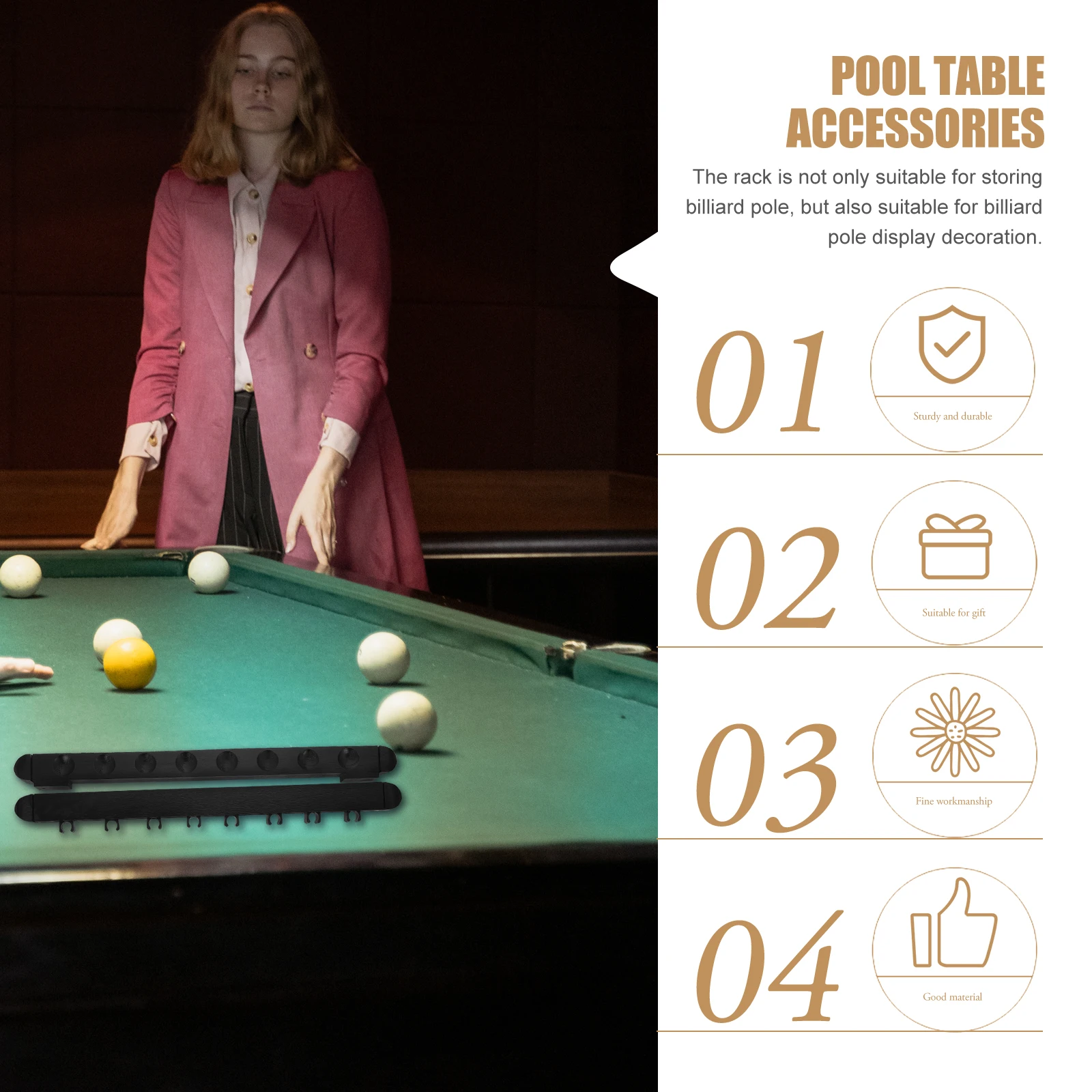 

Pool Cue Holders Multi Hole Billiards Pole Storage Display Rack High Grade Material Craftsmanship Pool Stick Holder