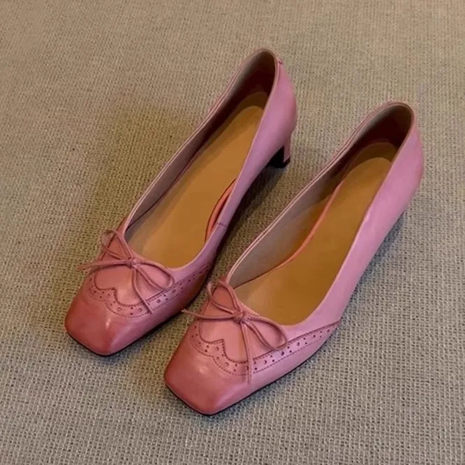 

Винтажные художественные новые универсальные туфли на высоком каблуке с квадратным носком из натуральной кожи, элегантные женские туфли на массивном каблуке