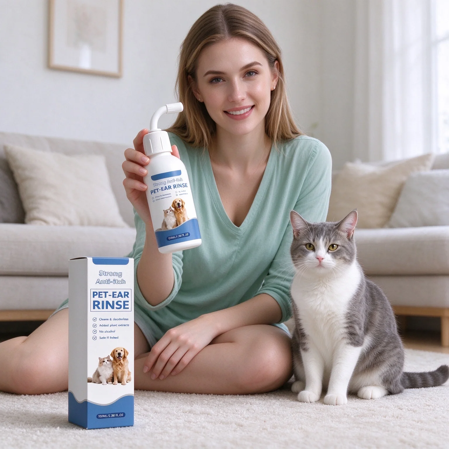 Pet Ear Stain Cleaner  Gentle Cleaning Odor Removing  Plant Extracts Easy Rinse Pet Ear Cleaning Liquid Daily Pet Ear Grooming