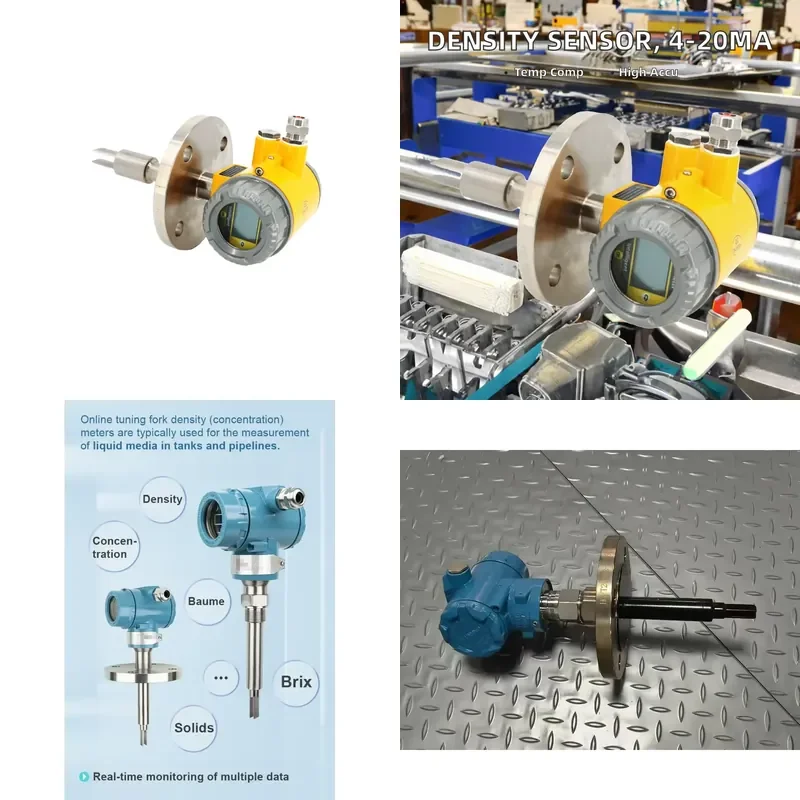Real-Time 4-20mA Industrial Densitometer Ammonia Fork Density Sensor Stainless Steel 0.001g/cm Accuracy DN24V for Tank/Pipe