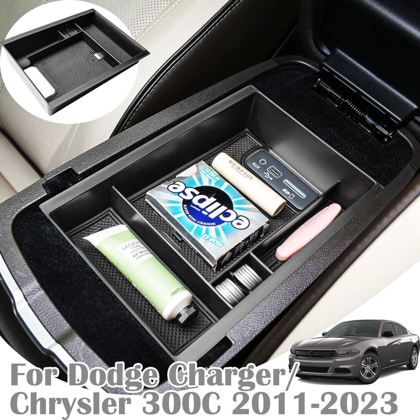 

Center Console Organizer for 2011-2023 Dodge Charger/Chrysler 300C Armrest Box Storage Tray Secondary Car Storage Accessories