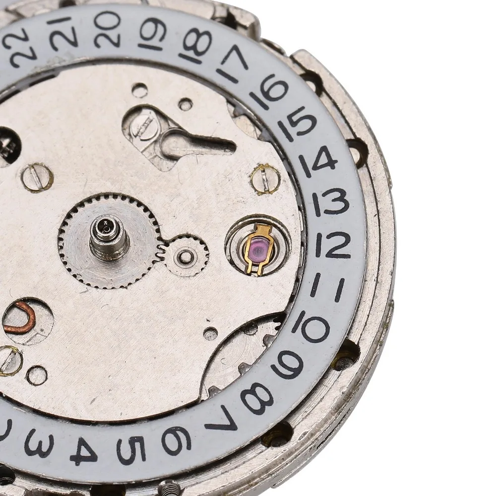 

Automatic type Watch Movement Three hands White tone Clock Fitting Single calendar Red wheel Watch Part for 2813 movement