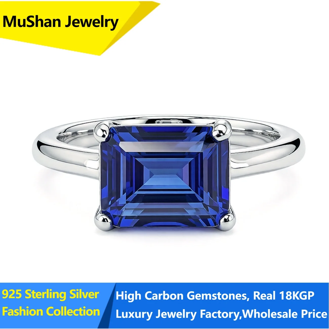 MuShan Jewelry Factory 925 Sterling Silver Rings Wedding Band for Women Certificate High Carbon Gemstones Ring s925 Fine Jewelry