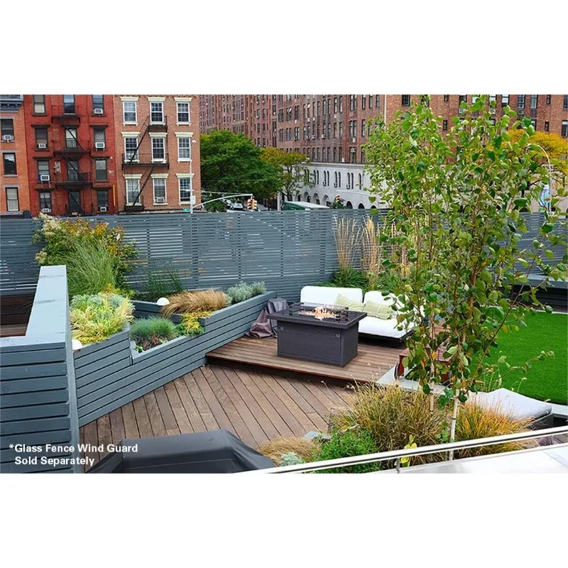 طاولة حريق البروبان الخارجية باللون الرمادي مقاس 44 بوصة - بقدرة 5000 وحدة حرارية بريطانية، سطح من الزجاج المقسى