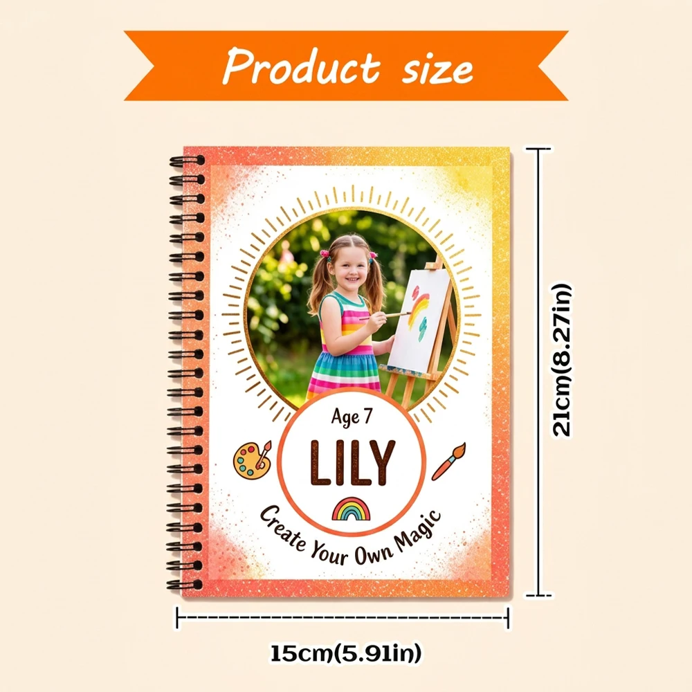 Custom Photo Name Spiral Notebook,Personalized Kids Journal,Lined Writing Paper,Birthday Present,Back To School,Note Taking