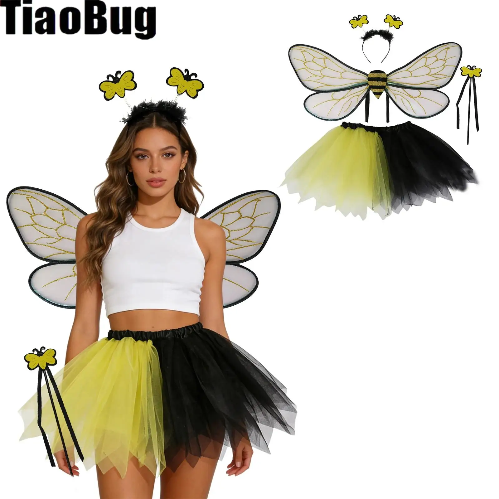 

Bee Wings with Antenna Headband Etc Costume Accessories for Kids Adults Halloween Cosplay Festivals Themed Events