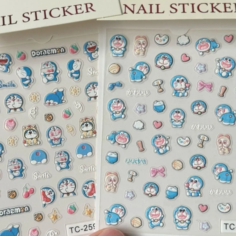 Doraemon Nail Stickers Cute Cartoon Relief Three-dimensional Phone Case Diy Sticker Fashion Water Cup Pen Holder Nail Stickers