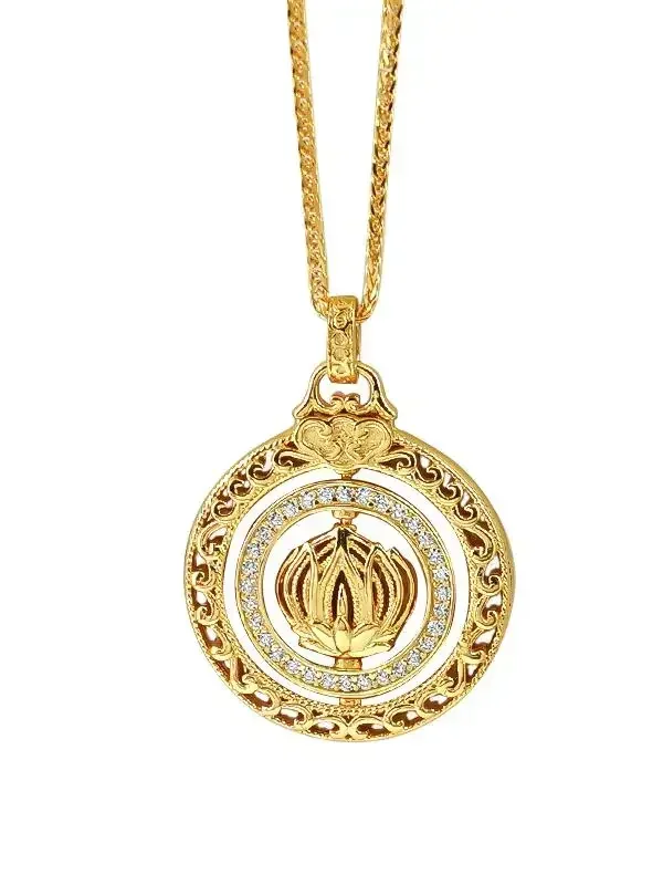 China-Chic Wind Lotus Rotated 925 Silver Plated Gold Pendant Ancient Hollow Out Carving Small Group Design Daily Women's Jewelry