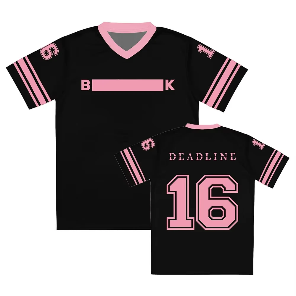 

DEADLINE Number 16 Jersey Short Sleeve V-neck Men Women T-shirt Unisex Streetwear Loose Casual Design T Shirt Family Kids Tees