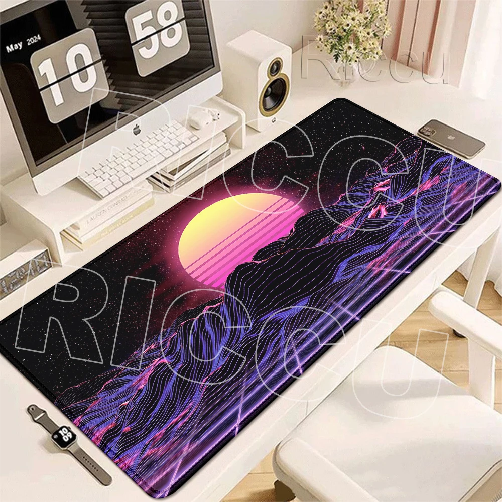 Cyberpunks Neon City Night View Large Gaming Mouse Pad Office Game Accessories Cool DeskMat Computer Keyboard Mat Anti-slip Pads