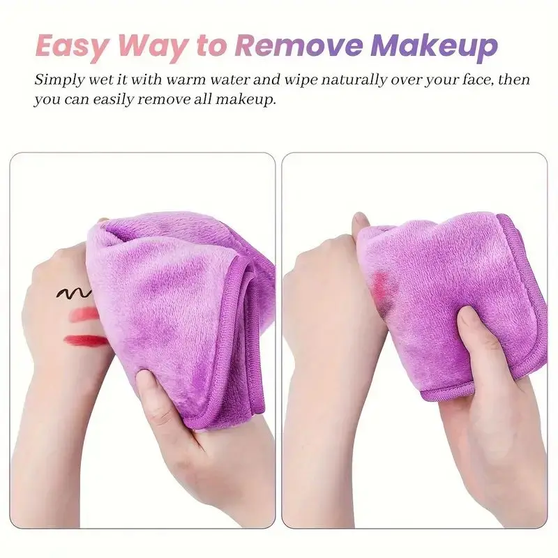 1/7pcs Makeup Remover Cloths For Face, Eye, Lips, Reusable Makeup Remover Pads, Soft Microfiber Facial Cleansing Cloths