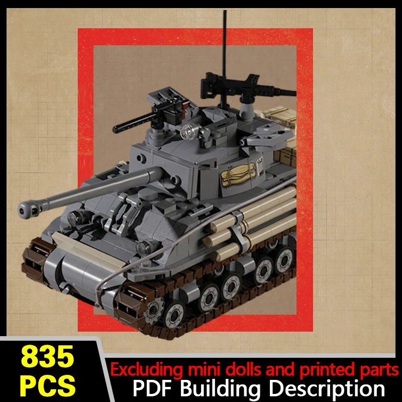 M4A2E8 Military Tank Model MOC Building Bricks War Equipment Modular Technology Gifts Holiday Assemble Children Toys Suit