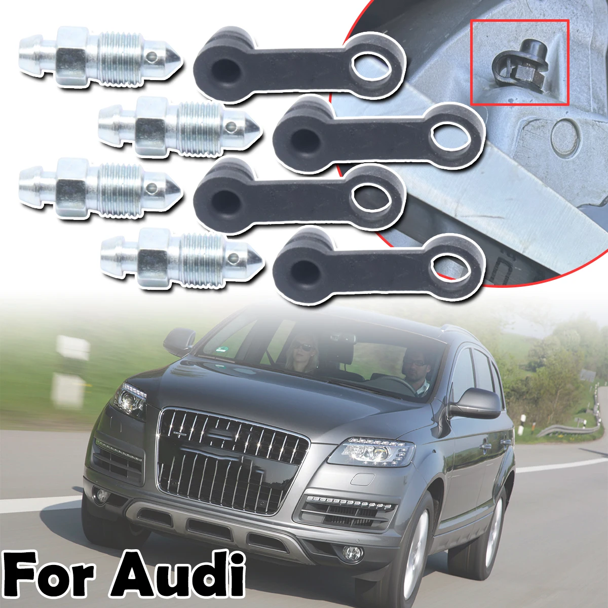 

For Audi RS5 8F 8T / R8 / Q7 4LB Car Rear Bleeder Valves and Rubber Dust Caps Left Right Caliper Bleed Nipple Screw Repair Kit