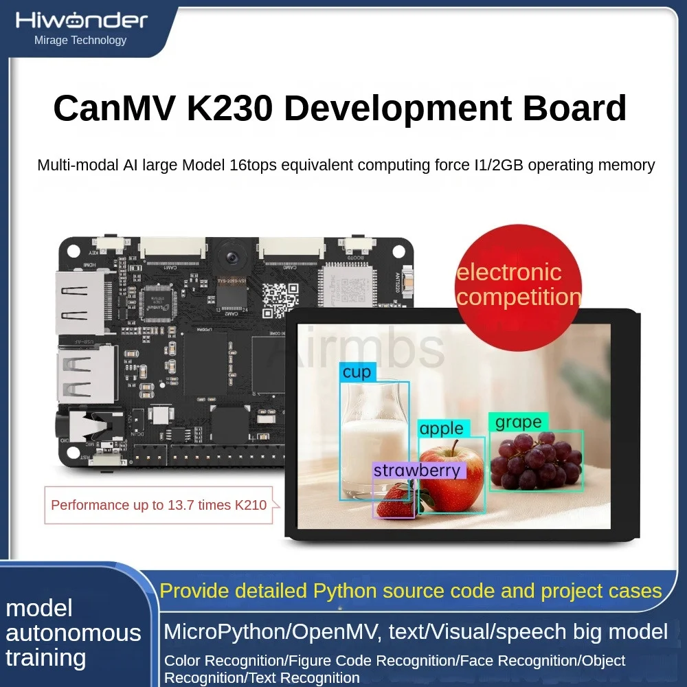 Hiwonder CanMV K230 AI макетная плата, камера 6T, эквивалент, вычислительная мощность, большая модель, модуль зрения, датчик K210
