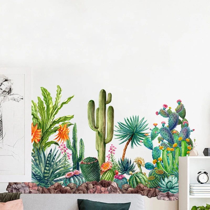 熱帯植物サボテンビニール壁画ステッカー壁の巾木に貼るリビング - Monstera Thai Constellation のレビューと価格