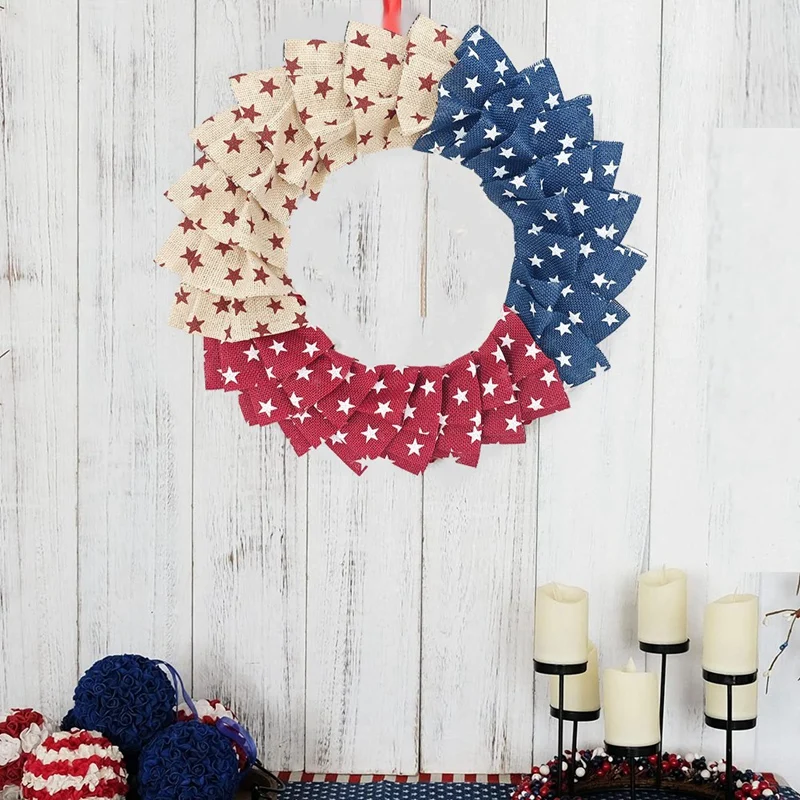 19 Inch Patriotic Day Wreath For Front Door Independence Day 4Th Of July Wreath For Indoor And Outdoor Red White Blue