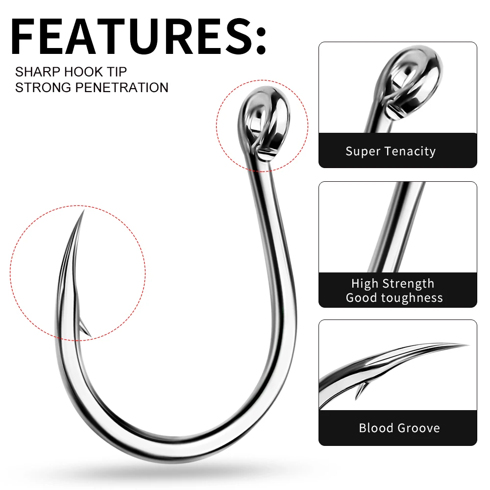 

PROBEROS 10pcs/lot High Carbon Steel Fishing Hooks Blood Groove Barbed Saltwater Corrosion Resistant Fishing Hook Accessories