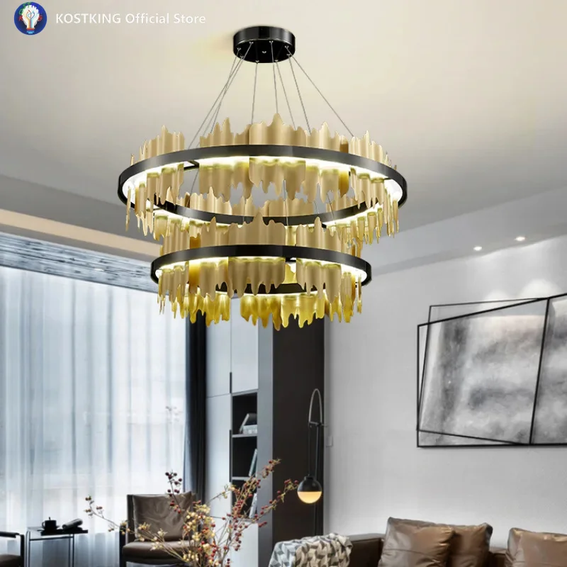 

Современная люстра для гостиной в стиле легкой роскоши, круглая, простая, для столовой, креативная дизайнерская лампа для спальни, светодиодная, с регулировкой яркости