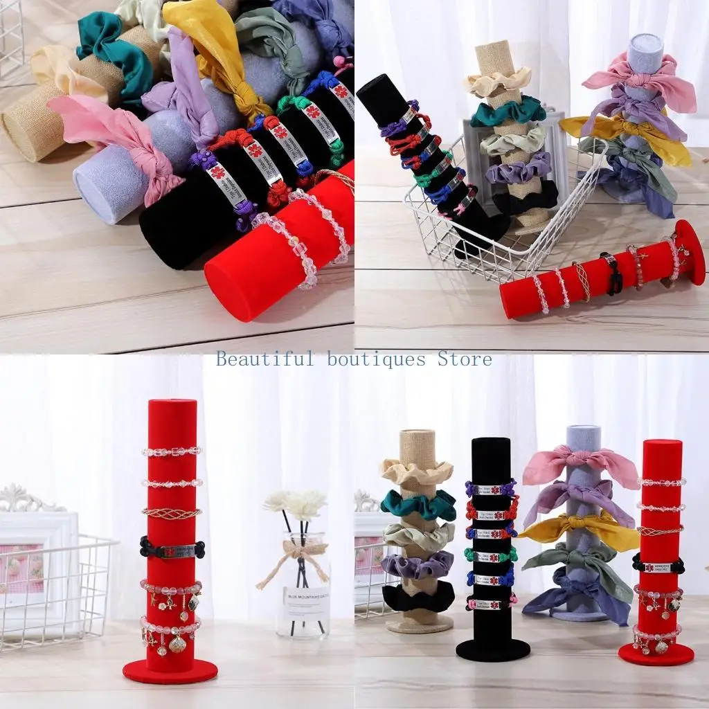 U4LF Velvet Vertical Tower Jewelry Bracelet Display Stand Bangle T-Bar Display Holder Rack Closet Organizer Tower Holder
