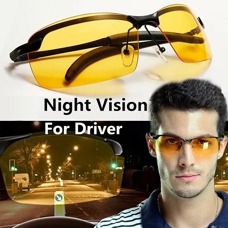 Men Polarized Driving Glasses Anti-Glare Night Vision Glasses Women Half Frame Sunglasses Day and Night Google for Driver UV400