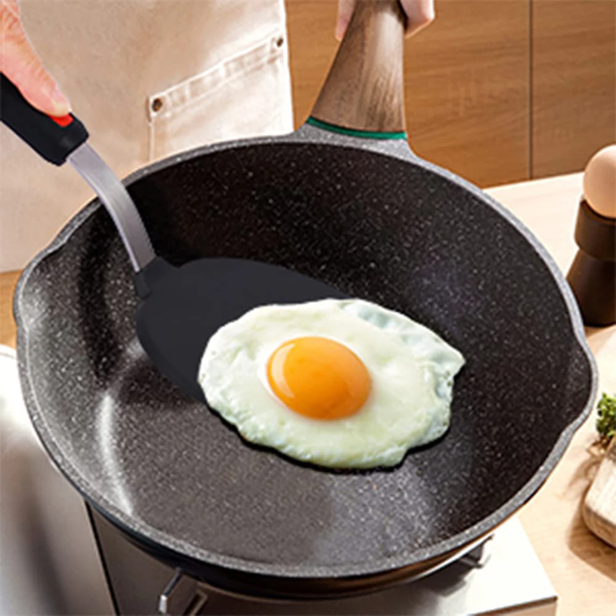 

Силиконовая лопатка для кастрюль с антипригарным покрытием, устойчивая к высоким температурам, высококачественная лопаточка из пружинной стали для жарки, инструмент, кухонная утварь