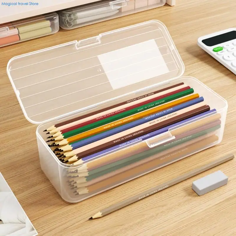 N2UB Clear Hard Pencil Case High Capacity Pen Case Colored Pencil Organizers Box