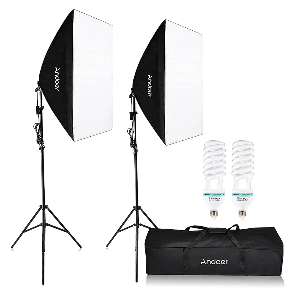 

Andoer Photography Studio Cube Umbrella Softbox Light Lighting Tent Kit Photo Video Equipment 2 * 135W Bulb 2 * Tripod Stand
