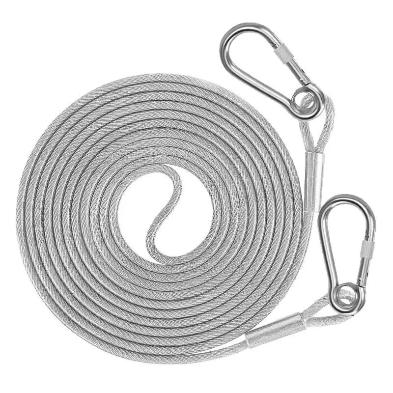 2 Stück Doppelkopf-Hundeleine mit Metallschnalle, Stahlseil, Rostschutz, Trainingshalsband, Outdoor-Hundeleine – Detail 10