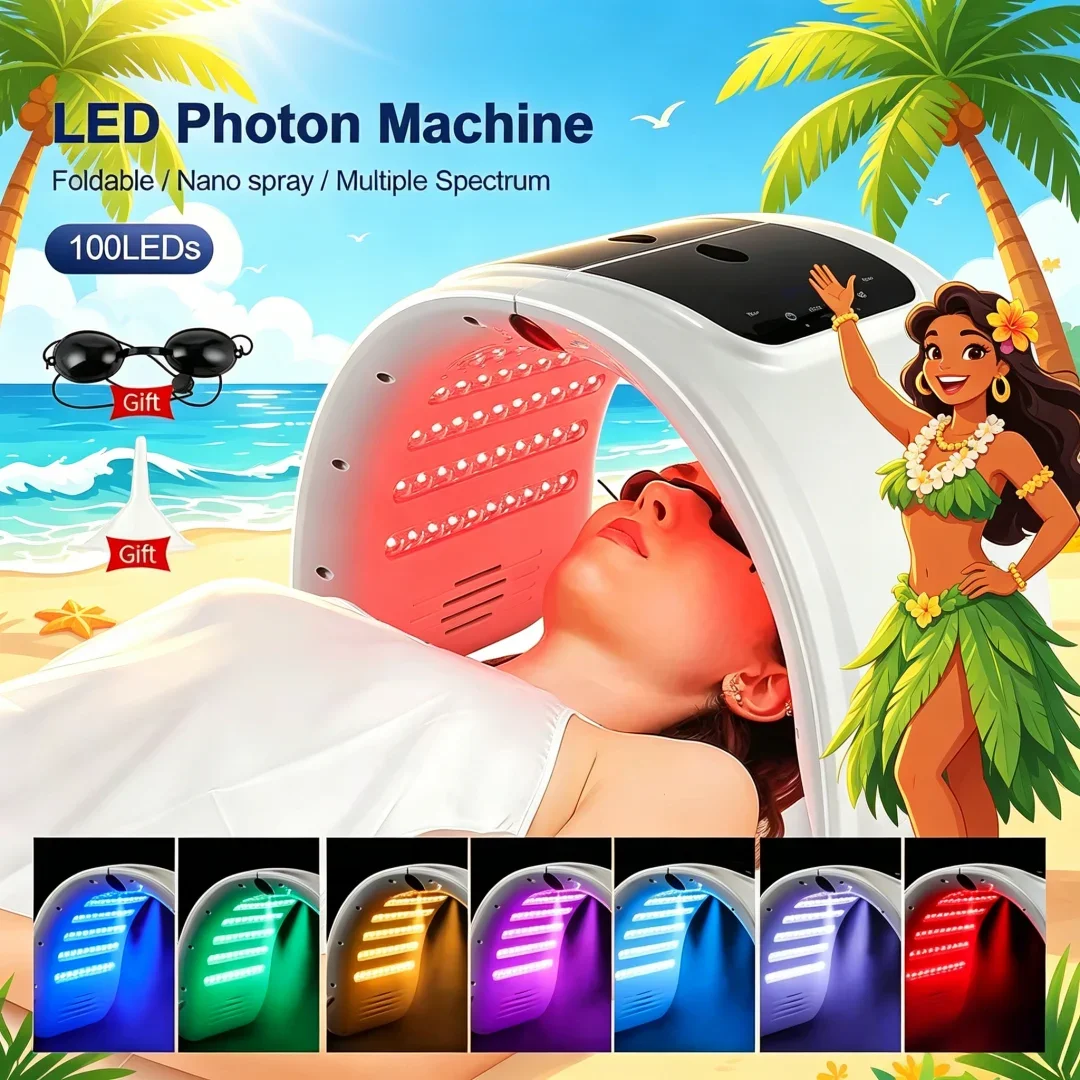 Opulent 7 Colors LED Photon Machine With Nano Spray Integument Moisturizing Face&Body Shield Salon SPA Home Use Skin