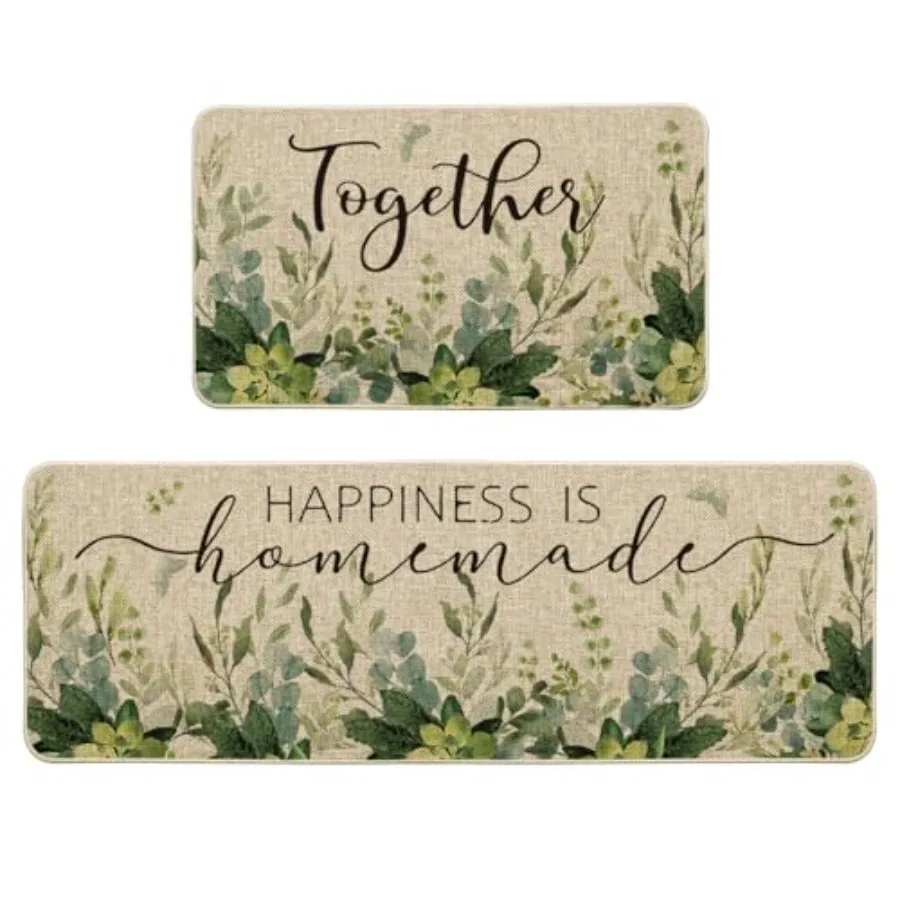 

Eucalyptus Together Spring Kitchen Mats Set of 2 Summer Home Decor LowProfile Kitchen Rugs for Floor 17x29 and 17x47 Inch