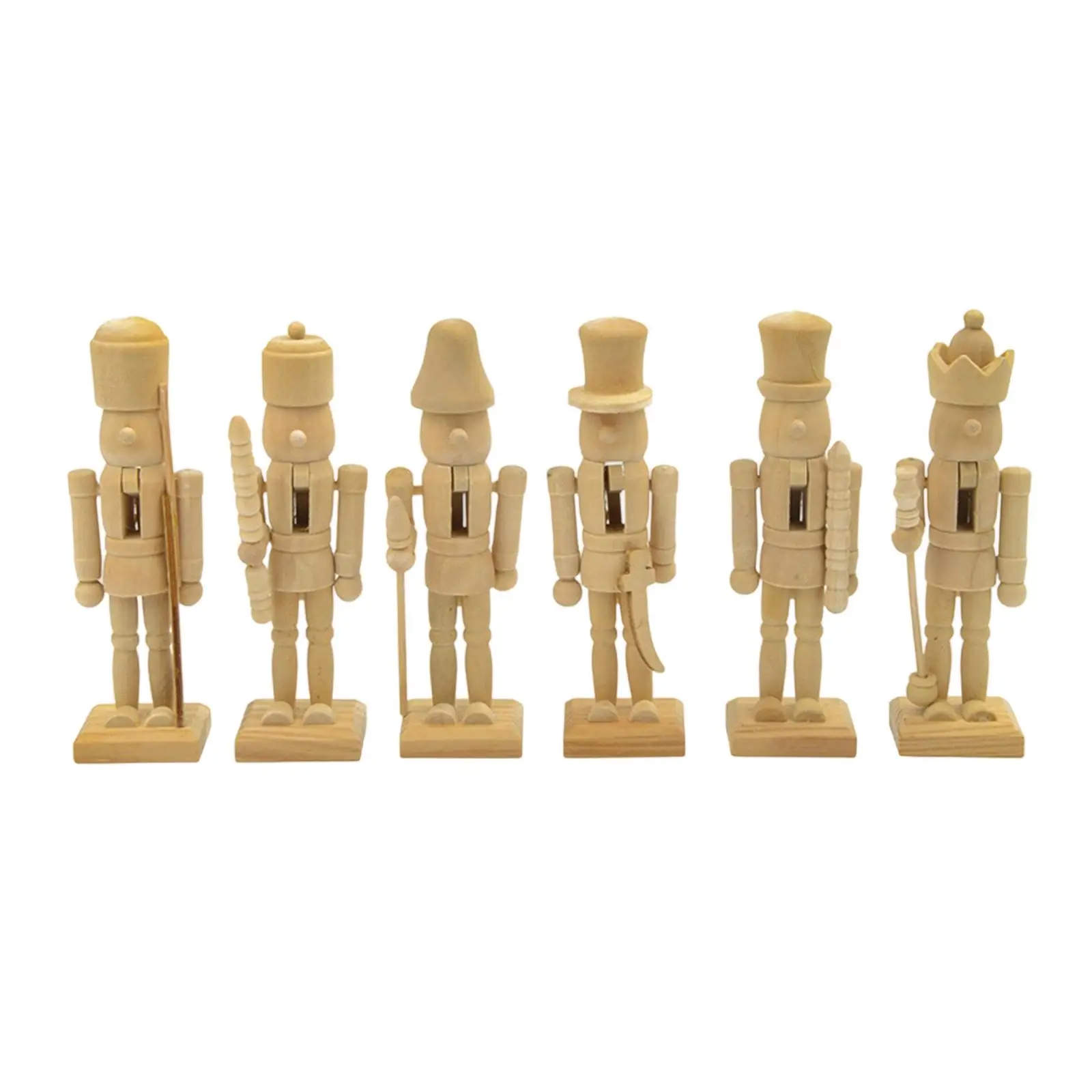 Paint Your Own Mini Wooden Nutcracker Set Unfinished Doll Puppet Toy Figurines for Christmas Crafts and Decor